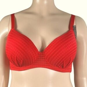 Youmita Lightly Padded Underwire Plus Size Balcony Bra Flame Red 38D